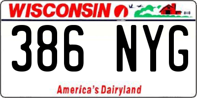 WI license plate 386NYG