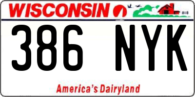 WI license plate 386NYK