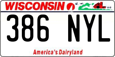 WI license plate 386NYL