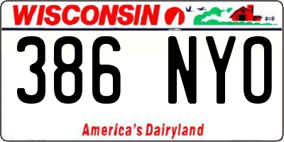 WI license plate 386NYO