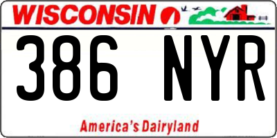 WI license plate 386NYR