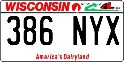 WI license plate 386NYX