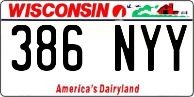 WI license plate 386NYY