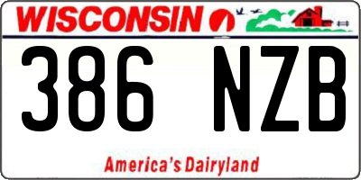 WI license plate 386NZB