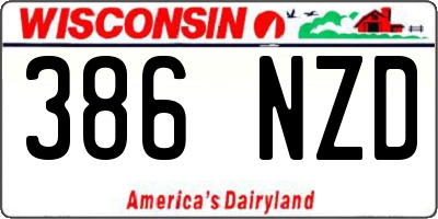 WI license plate 386NZD