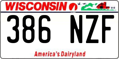 WI license plate 386NZF