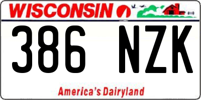 WI license plate 386NZK