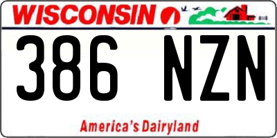 WI license plate 386NZN