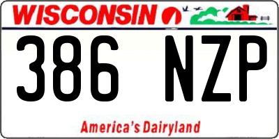 WI license plate 386NZP