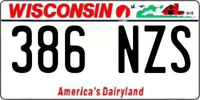 WI license plate 386NZS