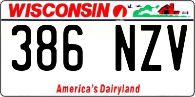 WI license plate 386NZV