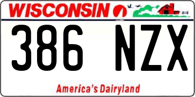 WI license plate 386NZX