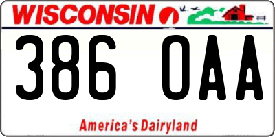 WI license plate 386OAA