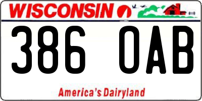 WI license plate 386OAB