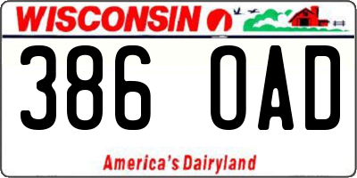 WI license plate 386OAD