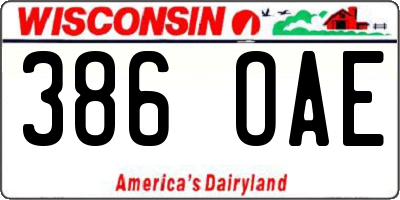 WI license plate 386OAE