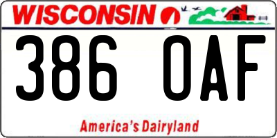 WI license plate 386OAF