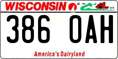 WI license plate 386OAH