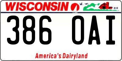 WI license plate 386OAI