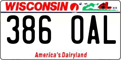 WI license plate 386OAL