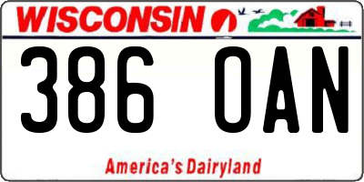 WI license plate 386OAN