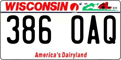 WI license plate 386OAQ