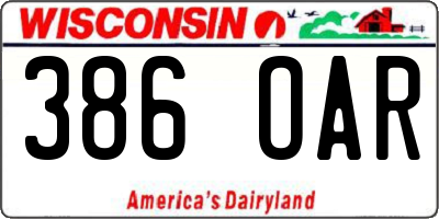WI license plate 386OAR