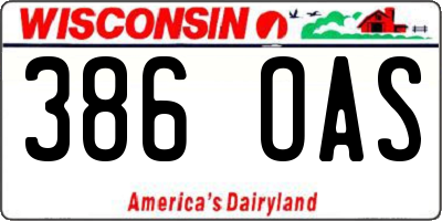 WI license plate 386OAS