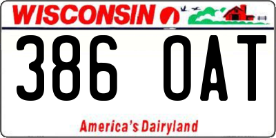 WI license plate 386OAT