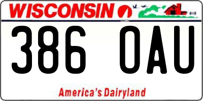 WI license plate 386OAU