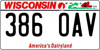 WI license plate 386OAV