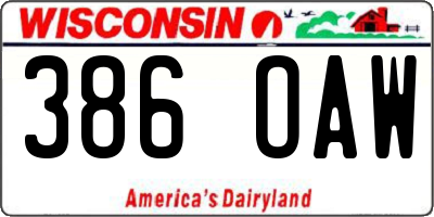 WI license plate 386OAW