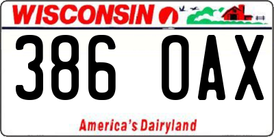 WI license plate 386OAX