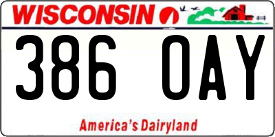 WI license plate 386OAY