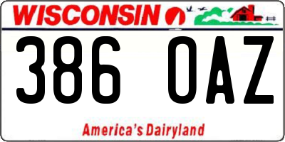 WI license plate 386OAZ