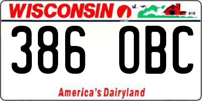 WI license plate 386OBC