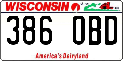 WI license plate 386OBD