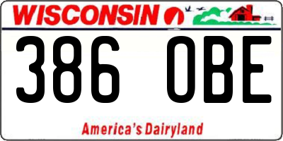WI license plate 386OBE
