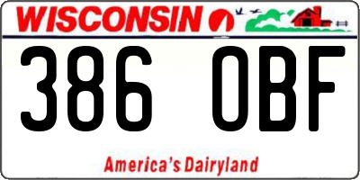 WI license plate 386OBF
