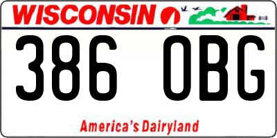 WI license plate 386OBG