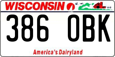 WI license plate 386OBK