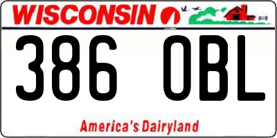 WI license plate 386OBL