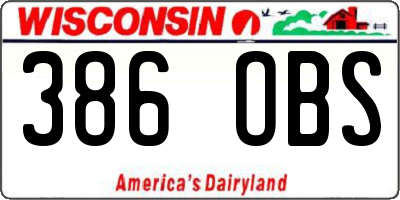 WI license plate 386OBS