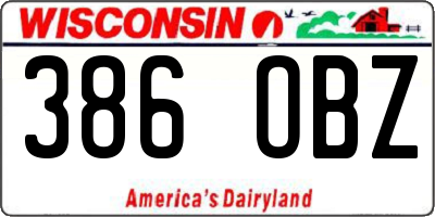 WI license plate 386OBZ