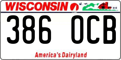 WI license plate 386OCB