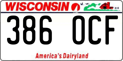 WI license plate 386OCF
