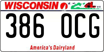 WI license plate 386OCG