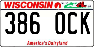 WI license plate 386OCK