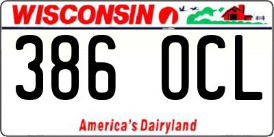 WI license plate 386OCL