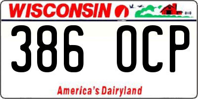 WI license plate 386OCP